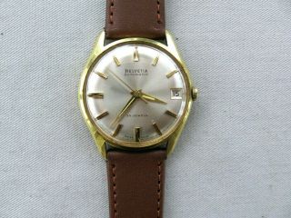 Mans Vintage 34 Jewel Helvetia Auto Gold Plated Date Cal 844 Good Order.