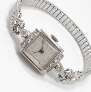 Vintage 1920s Art Deco Platinum Diamond Swiss Wristwatch For Restoration