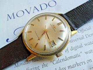 Vintage 1950 ' s Men ' s Movado Tempo - Matic Sub - Sea Swiss Automatic Watch Runs 2