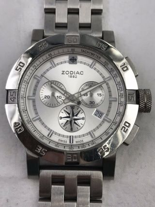 Mens Zodiac Chameleon Stainless Steel Chronograph Diver Style Swiss Watch Zo7301