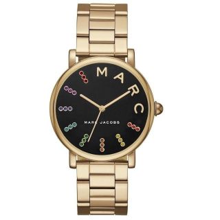 Nwt Marc Jacobs Classic Black Dial Gold Tone Stainless Steel Watch Mj3567