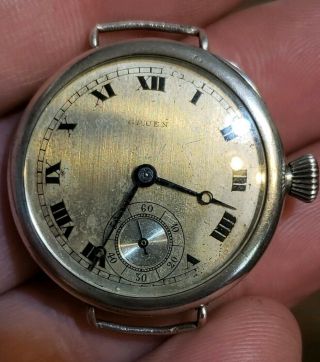 Vintage RARE Gruen.  935 Silver Trench Watch Hallmarked Watch 2