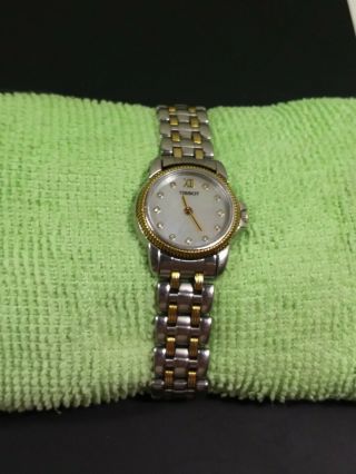 Ladies Tissot Stainless Gold Tone And Diamond Marker Watch Mother Of Pearl Face