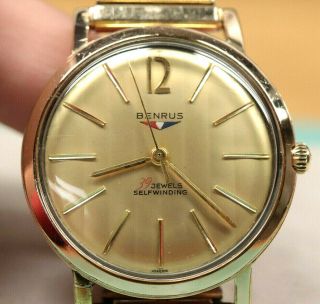 Benrus 39j 39j Wrist Mens Wrist Watch Automatic Rare Dial 7001 Series 10k Rgp