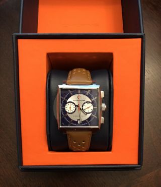 NWT Chicane Racer Watch Orange/Blue/Gray with Brown Band 2