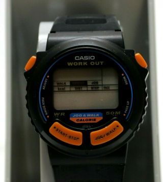 Vintage Casio " Work Out " Jc - 10 (879) Watch Digital Lcd Pedometer