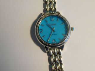 Ecclissi Sterling Silver Watch & Band With Sleeping Beauty Turquoise Face & Stem