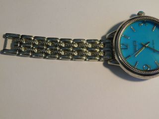 Ecclissi sterling silver watch & band with sleeping beauty turquoise face & stem 2