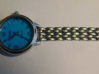 Ecclissi sterling silver watch & band with sleeping beauty turquoise face & stem 3