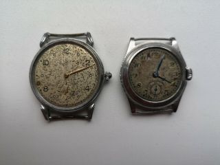Set Of 2 Old Watch Military ?? Gub Glashutte Roamer For Repair/parts