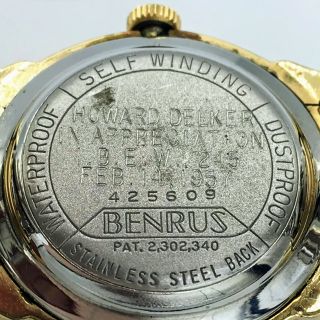 Vintage Benrus Swiss 25 Jewel Self Winding Mens Wrist Watch 425609 Running 3