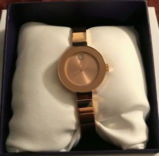 Movado Bold Swiss Rose Gold Stainless Steel Bangle Bracelet Ladies Watch