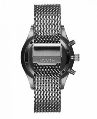 MVMT Men ' s Voyager Silver Stainless Steel 2 Subdials Mesh Strap Black Watch 42mm 3
