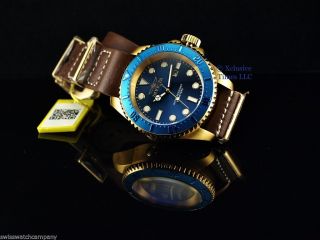 Invicta Men Army Hydromax Blue Dial Brown Army Natto Leather 18kgip 500m Watch