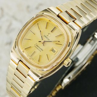 Authentic Omega Seamaster Date Yellow Gold Dial Automatic Ladies Wrist Watch