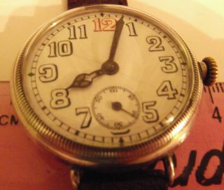 Antique Trench Watch Borgel Type Screw Front & Back Silver Case.  To Restore.