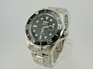 Mens Invicta Grand Diver Automatic Watch Black Dial Silver Tone Stainless Steel