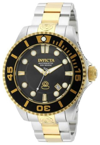 Invicta 19803 Mens Grand Diver Automatic Dive Black Dial Two Tone Steel Bracelet