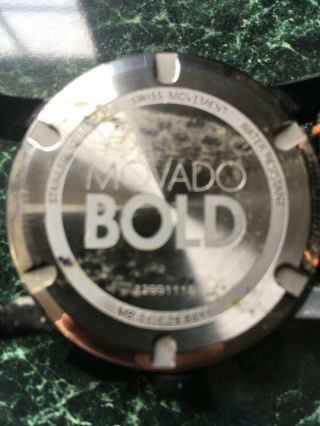 MOVADO BOLD Men ' s Chronograph Black Dial Day - Glo Orange Hands NATO Strap 5