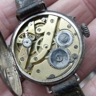 WW1 1917 STERLING SILVER OFFICER ' S TRENCH WATCH,  ALSO SILVER BUCKLE. 2