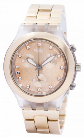 Swatch Irony Diaphane Full - Blooded Caramel Chronograph Svck4047ag Unisex Watch