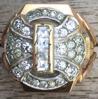 Vintage Gold Plated Bucherer 17 Jewel Mechanical Wind Ladies Watch Ring 10.  0g 2