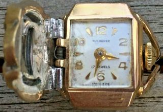 Vintage Gold Plated Bucherer 17 Jewel Mechanical Wind Ladies Watch Ring 10.  0g 4