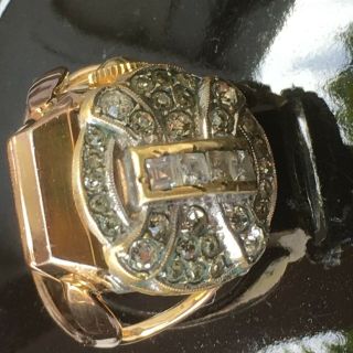 Vintage Gold Plated Bucherer 17 Jewel Mechanical Wind Ladies Watch Ring 10.  0g 6