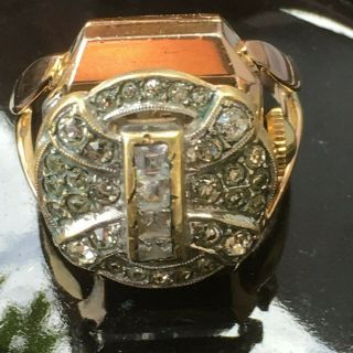 Vintage Gold Plated Bucherer 17 Jewel Mechanical Wind Ladies Watch Ring 10.  0g 7