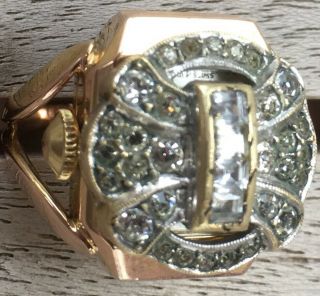 Vintage Gold Plated Bucherer 17 Jewel Mechanical Wind Ladies Watch Ring 10.  0g 8