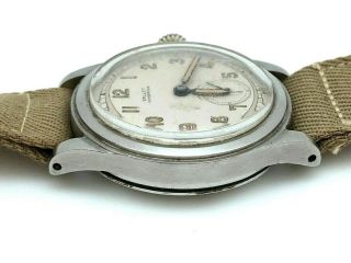 RARE 1940 ' s GALLET MILITARY STAINLESS STEEL WATCH FULLY SUB SEC DIAL 7