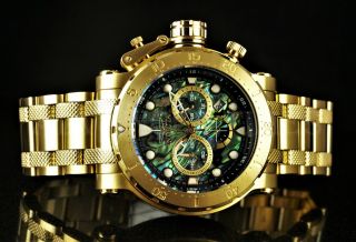 Invicta 52mm Coalition Forces Abalone Dial Chronograph 18k Gold Plated Watch