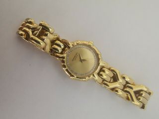 Vintage Raymond Weil 18k Gold Plated Ladies Bracelet Watch Diamond Dial