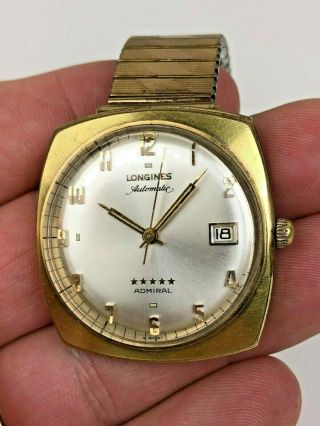 VINTAGE LONGINES AUTOMATIC ADMIRAL 5 STARS DATE 36 MM MEN ' S GOLD PLATED 2
