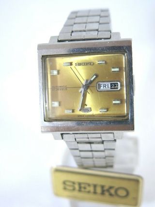 Vintage Rare Seiko - 5 Automatic Watch 6119 - 5000 Gold Dial Tv Style 21j 