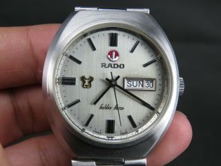 Vintage Rado Golden Horse Stainless Steel Swiss Day Date Automatic Mens Watch