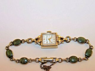 Vintage Hamilton 17 Jewel 750 14k Gold Filled Watch W/gold Filled & Jade Band