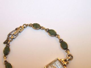 Vintage Hamilton 17 Jewel 750 14K Gold Filled Watch w/Gold Filled & Jade Band 5