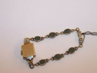 Vintage Hamilton 17 Jewel 750 14K Gold Filled Watch w/Gold Filled & Jade Band 8