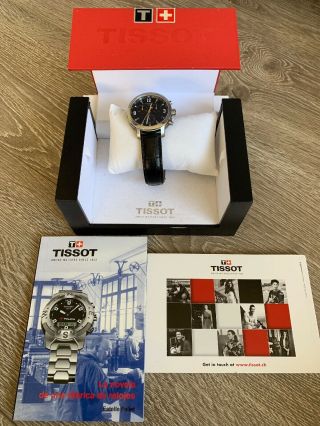 Tissot Prc200 Black Chronograph Dial Mens Swiss Watch T0554171605700 Leather