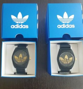 Rare Adidas Santiago Silicone Black And Gold Analog Watch Set Of 2