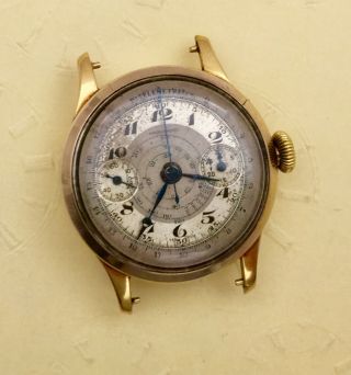 Vtg Movado Telemeter Chronograph Wrist Watch Gf Case Runs Parts Repair P152
