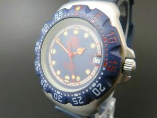 TAG HEUER 370.  513 Formula 1 Professional Quartz Watch Blue Date Battery 2