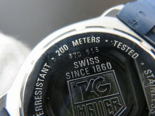 TAG HEUER 370.  513 Formula 1 Professional Quartz Watch Blue Date Battery 8