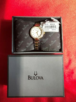 Bulova Ladies Diamond Accented Two Tone Mother Of Pearl Dial Watch