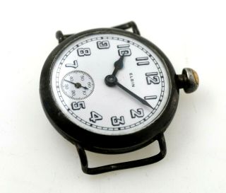 Elgin WWI Era Sterling Silver Trench Watch Named Soldier 8