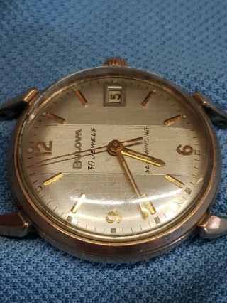 1967 vintage Bulova Automatic 30 Jewel men ' s wristwatch,  not running 5