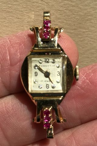 14k Yellow Gold Swiss Ladies Watch With Rubies