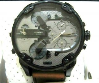 Diesel Men ' s DZ7406 Chronograph Mr.  Daddy 2.  0 Brown Leather Strap Watch 57mm NWT 2