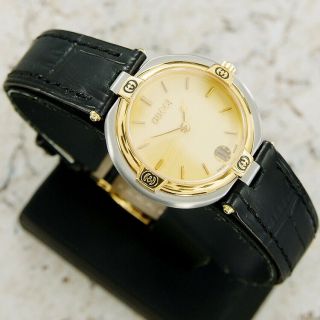 Authentic Gucci 9000M Date Yellow Gold Dial Gold Plated Quartz Mens Wrist Watch 4